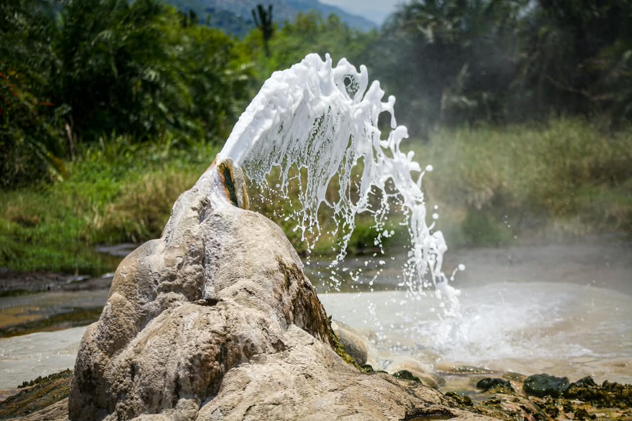Steam rising from Sempaya Hot Springs in Semuliki National Park